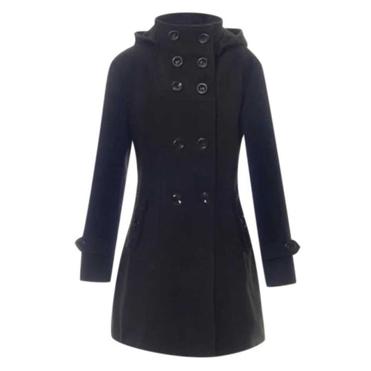 6 Button Hooded Style Casual Winter Fleece Coat For Her