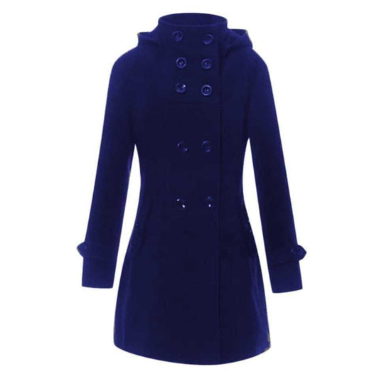 6 Button Hooded Style Casual Winter Fleece Coat For Her