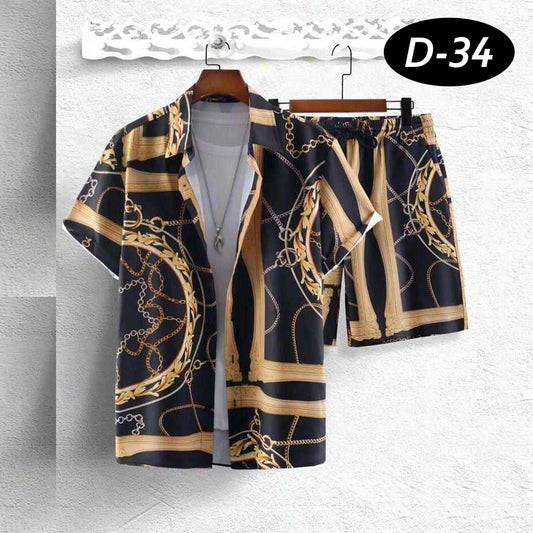 All Over 3D Printed Premium Quality Dry Fit 2 Pcs Summer Suit D 34