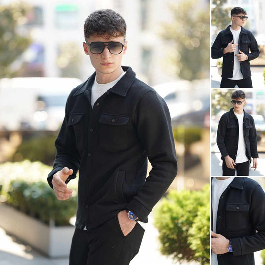 4 Pocket Collar Style Casual Fleece Winter Button Jacket Mwj 401 V2