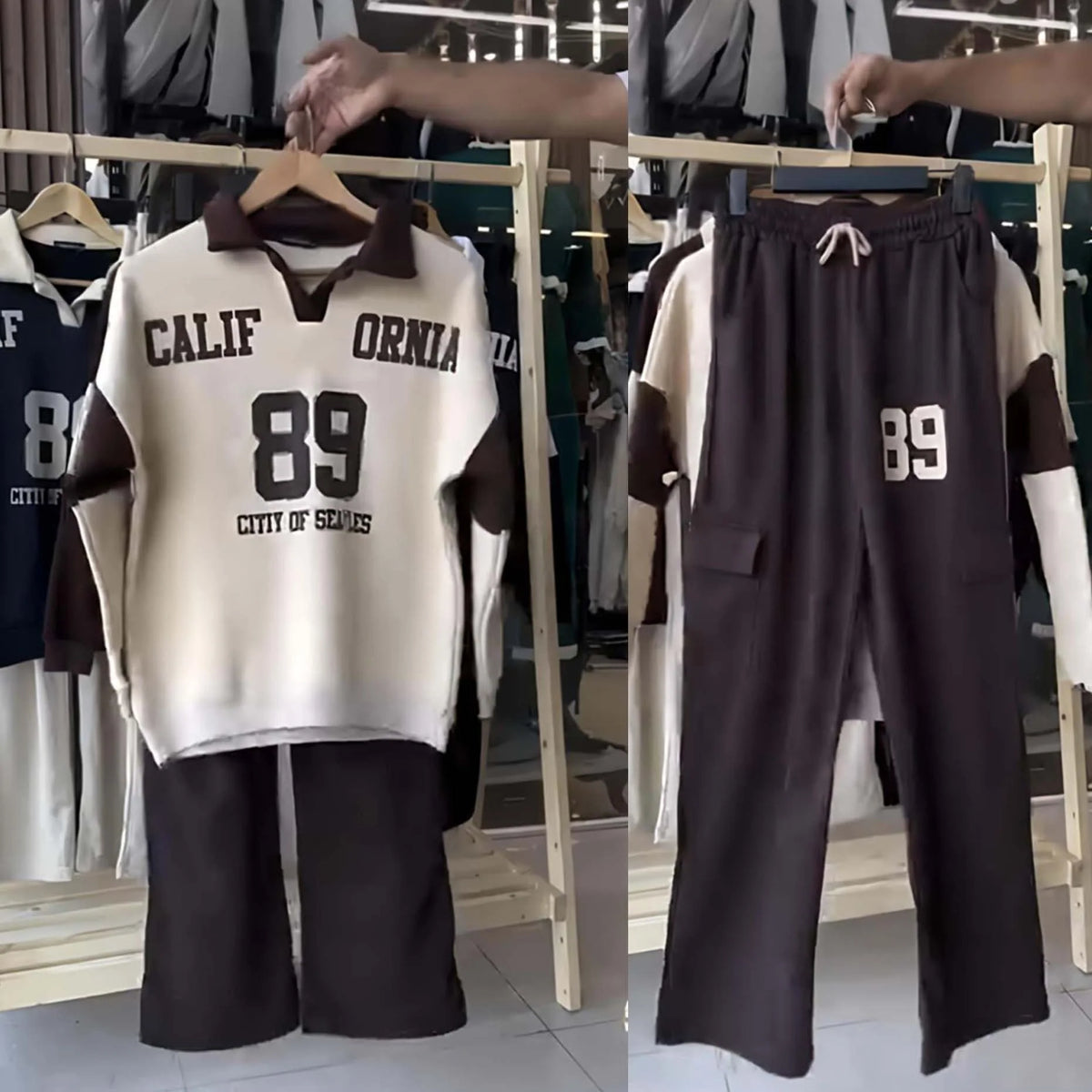 Cali-89 Collar Cargo Style 2-Pcs Winter Tracksuit TS-45