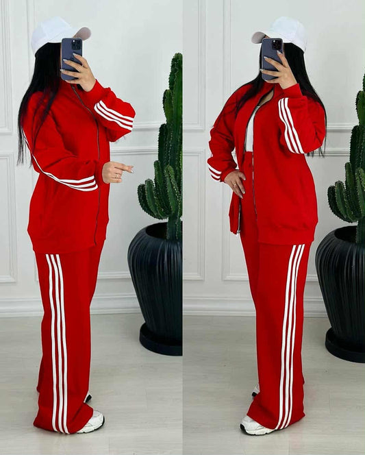 Adi 3 Stripe Style Premium Quality Winter 2 Pcs Tracksuit For Her D 17