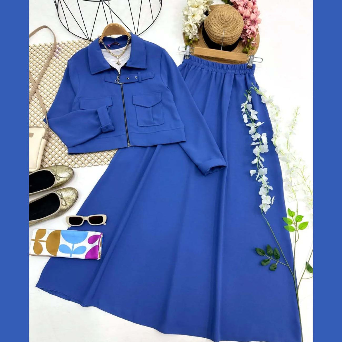 Belt Shirt & Skirt Style 2-Pcs Winter Co-Ord Set. TS-23