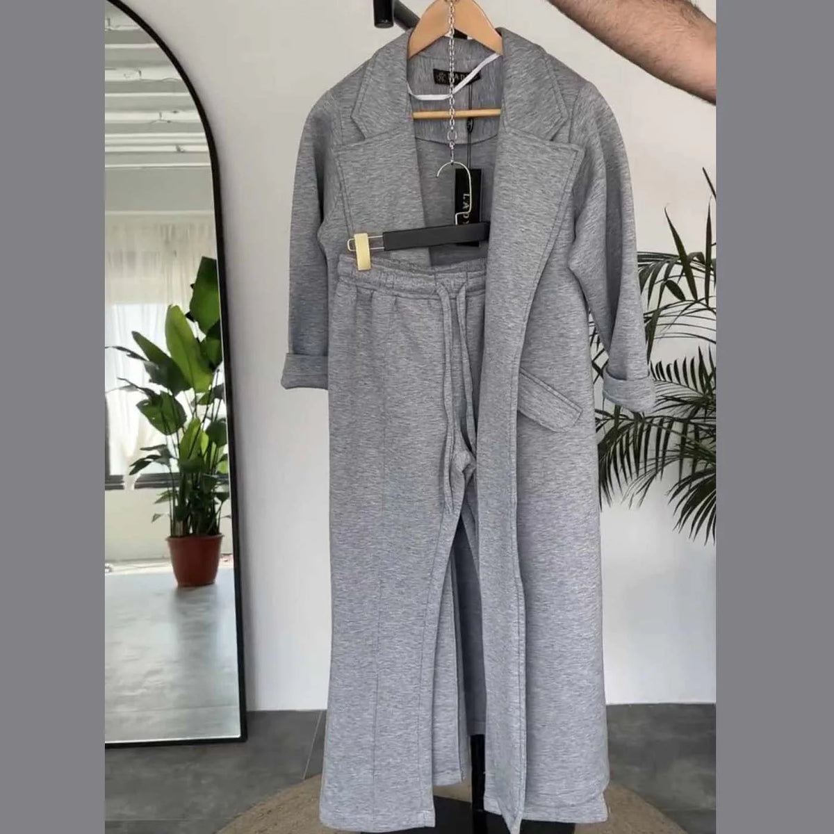 Long Trench Coat Style 2-Pcs Winter Co-Ord Set. TS-08